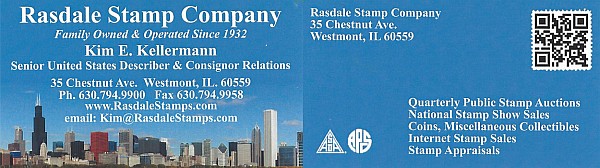 Rasdale Stamp Co. - Family Owned - Auctions, Internet Sales and Stamp Appraisals (Kim Kellerman)