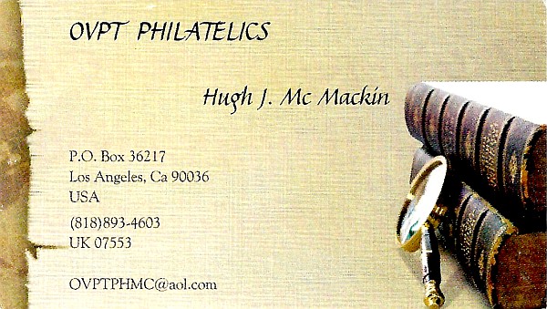 OVPT Philatelics (Hugh J. McMackin; no website)